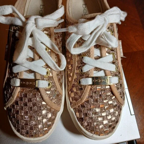 BEBE SPORT Two Tone Gold Metallic Sneakers 7M - EUC - Picture 9 of 14